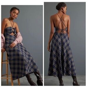 Anthropologie Plaid Strappy Dress